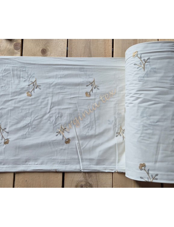 Material Textil Lenjerie de Pat Bumbac 100% Ranforce Brodat – Akfil Collection, Lățime 240 cm, 125 GSM 04